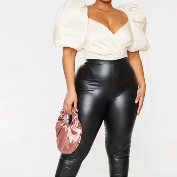 PrettyLittleThing Cream Puff Sleeve Blouse - Picture 1 of 3